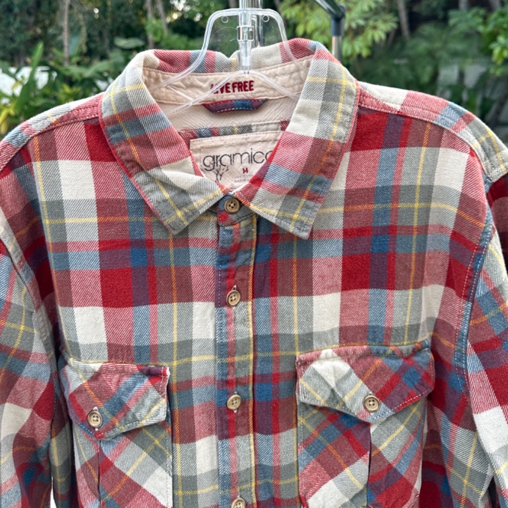 Gramicci Men's Red Plaid Casual Button Down Shirt